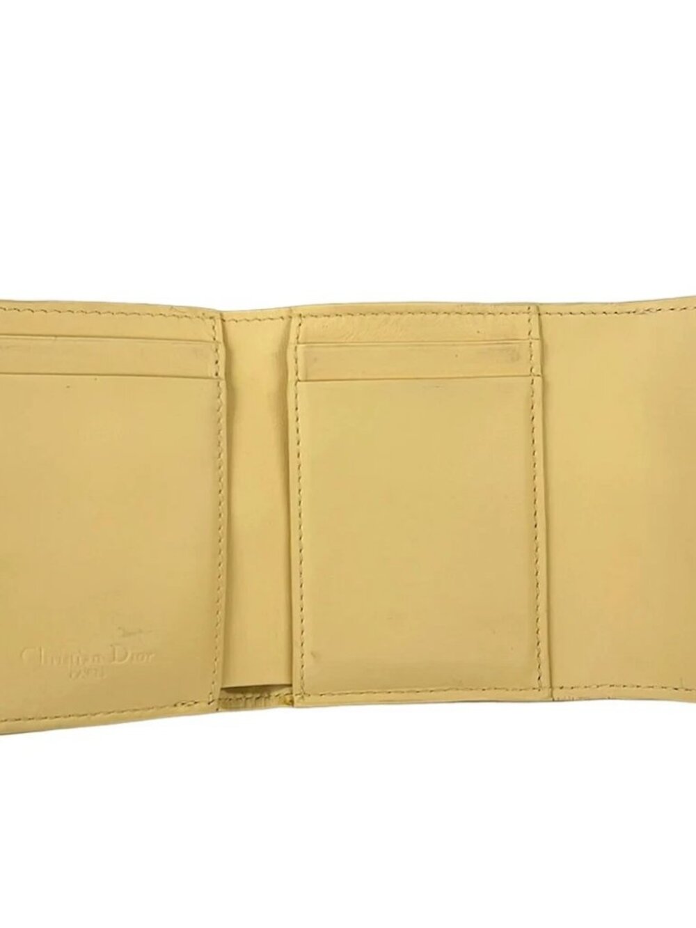DIOR/ChristianDior Lady Dior S0181ONMJ Light Yellow Leather - Trifold Wallet - Picture 3 of 6